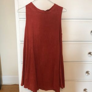 Burnt orange velvet mini dress